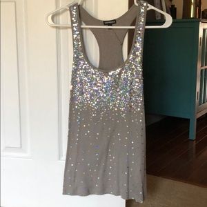 Silver sequined tank holographic!